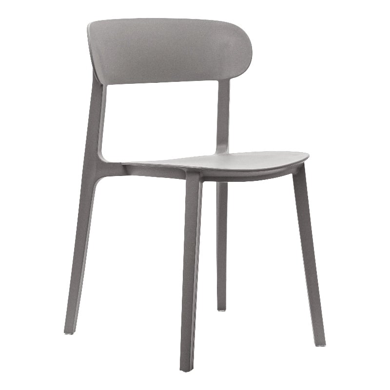Commercial All-Weather Gray Resin Patio Stack Chair with Contoured Backrest