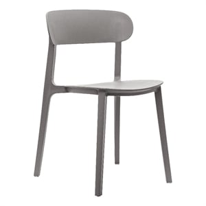 Commercial All-Weather Gray Resin Patio Stack Chair with Contoured Backrest