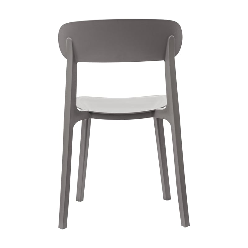Commercial All-Weather Gray Resin Patio Stack Chair with Contoured Backrest