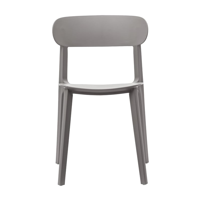 Commercial All-Weather Gray Resin Patio Stack Chair with Contoured Backrest