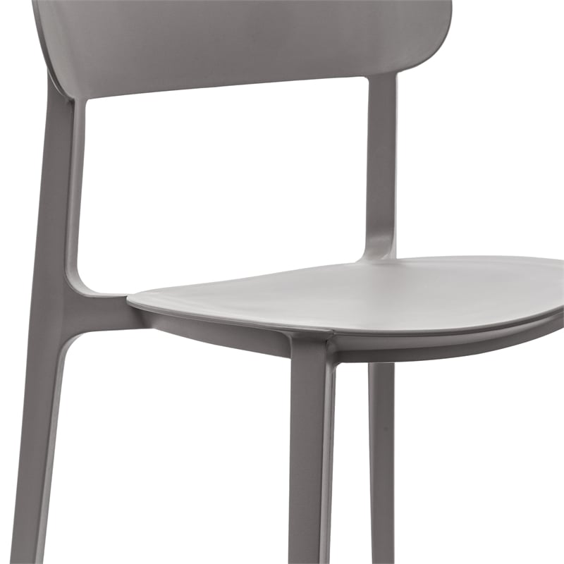 Commercial All-Weather Gray Resin Patio Stack Chair with Contoured Backrest