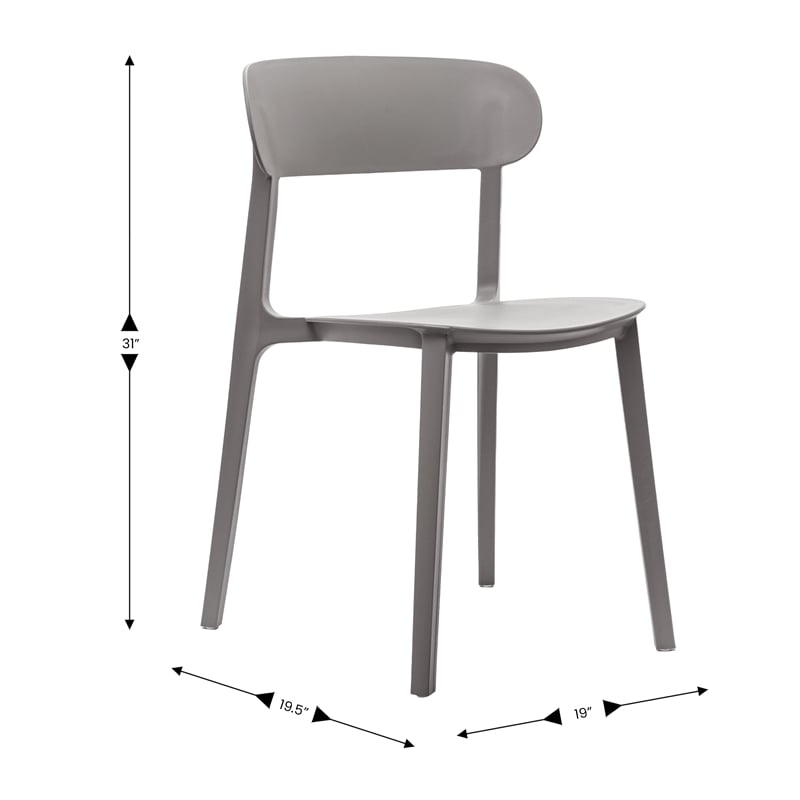 Commercial All-Weather Gray Resin Patio Stack Chair with Contoured Backrest