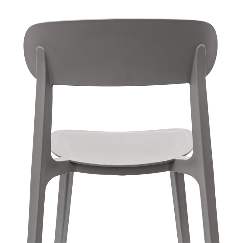 Commercial All-Weather Gray Resin Patio Stack Chair with Contoured Backrest