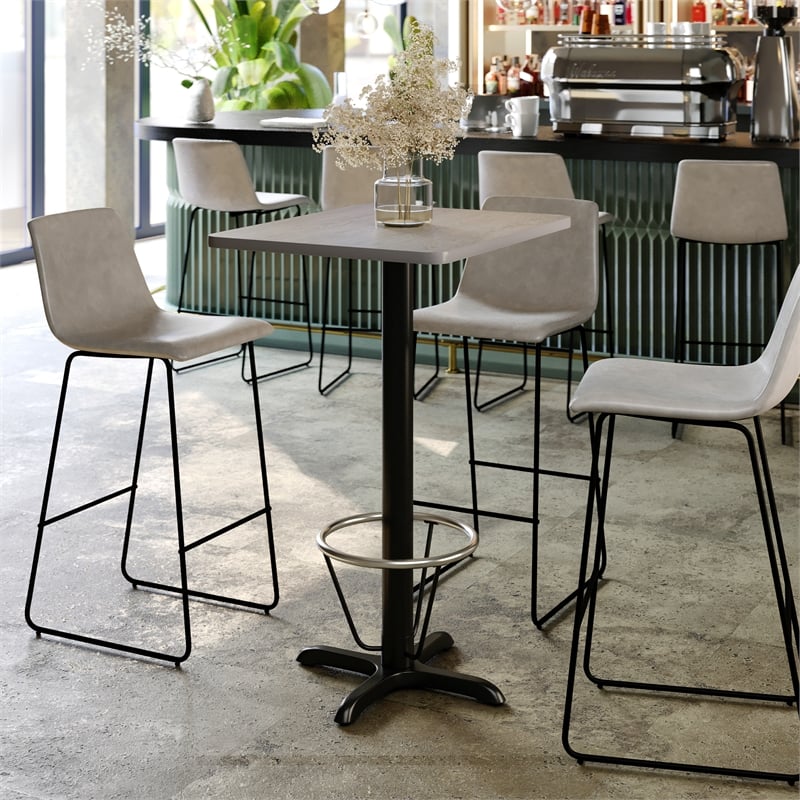 Commercial Gray Dining Table Top 22x22 Bar Height Base & Footring- 24