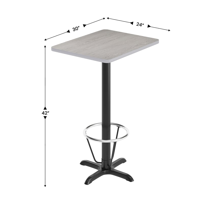 Commercial Gray Dining Table Top 22x22 Bar Height Base & Footring- 24