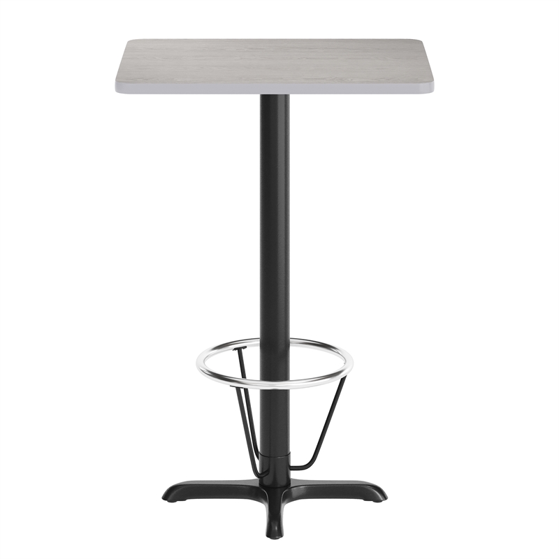 Commercial Gray Dining Table Top 22x22 Bar Height Base & Footring- 24