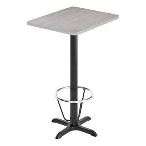 Commercial Gray Dining Table Top 22x22 Bar Height Base & Footring- 24&quot x 30&quot