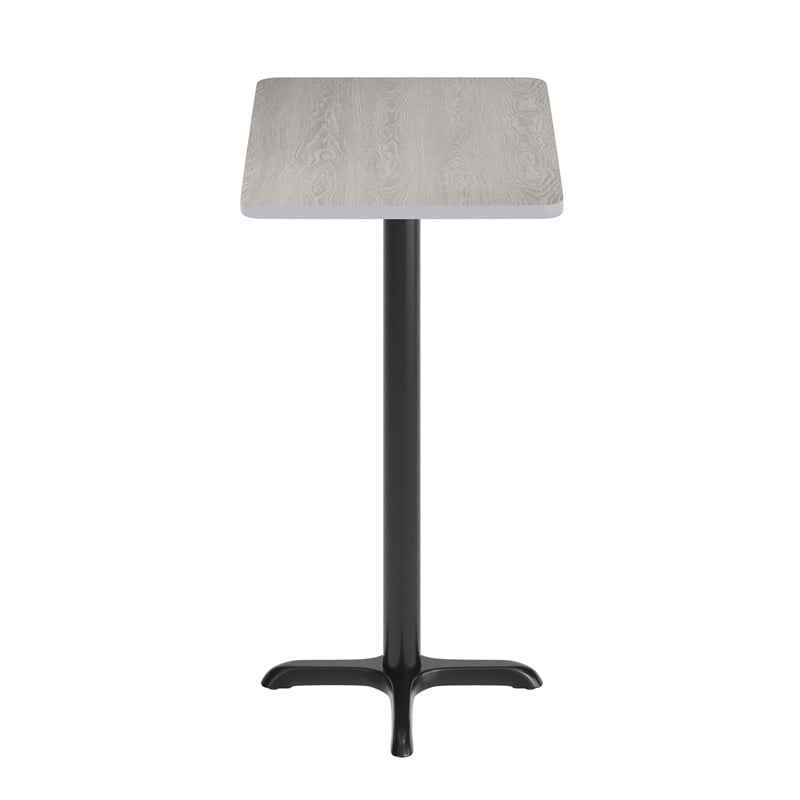 Commercial Gray Dining Table Top with Black Bar Height 