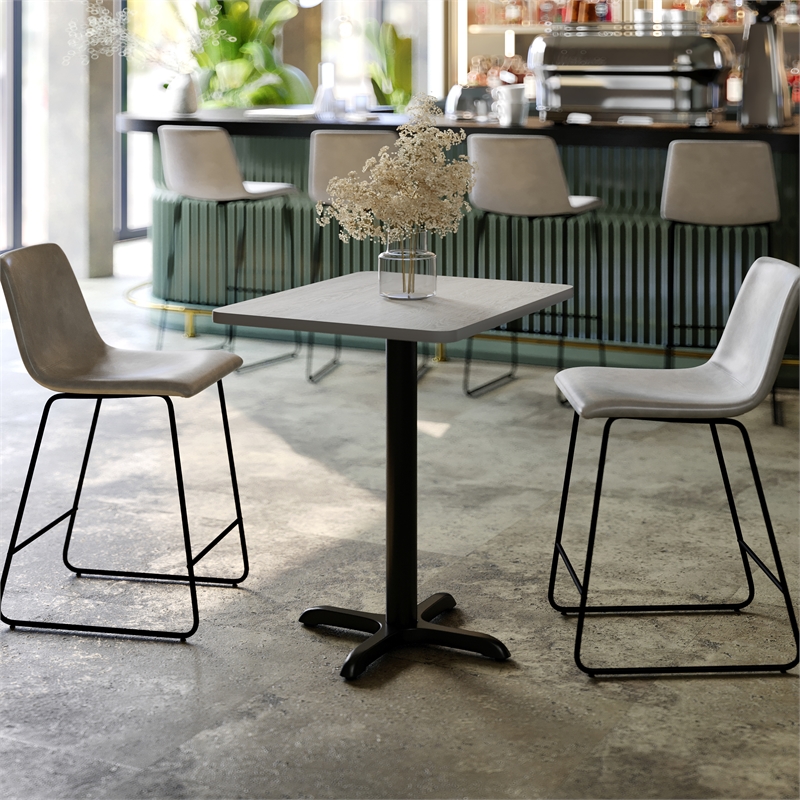 Commercial Gray Rectangular Dining Table Top with Black 