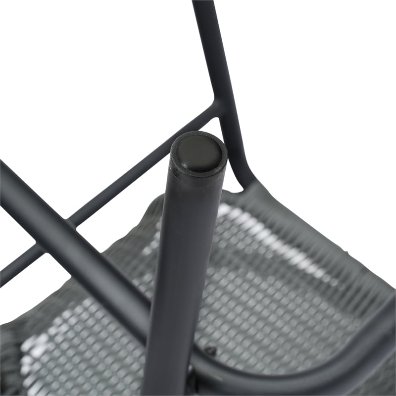 Commercial Indoor-Outdoor Rattan Restaurant Barstool Black Frame-Gray