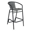 Commercial Indoor-Outdoor Rattan Restaurant Barstool Black Frame-Gray