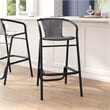 Commercial Indoor-Outdoor Rattan Restaurant Barstool Black Frame-Gray