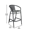 Commercial Indoor-Outdoor Rattan Restaurant Barstool Black Frame-Gray