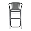 Commercial Indoor-Outdoor Rattan Restaurant Barstool Black Frame-Gray