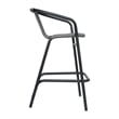 Commercial Indoor-Outdoor Rattan Restaurant Barstool Black Frame-Gray