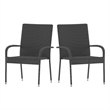 Indoor/Outdoor Stacking Steel Framed Gray Wicker Dining Armchairs - 2 Pack