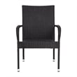 Indoor/Outdoor Stacking Steel Framed Black Wicker Dining Armchairs - 4 Pack