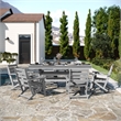 Commercial All Weather Adirondack Table and 6 Chairs with Cupholders in Gray