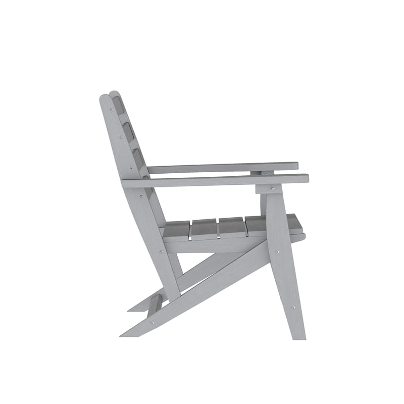 Commercial All Weather Adirondack Table and 6 Chairs with Cupholders in Gray