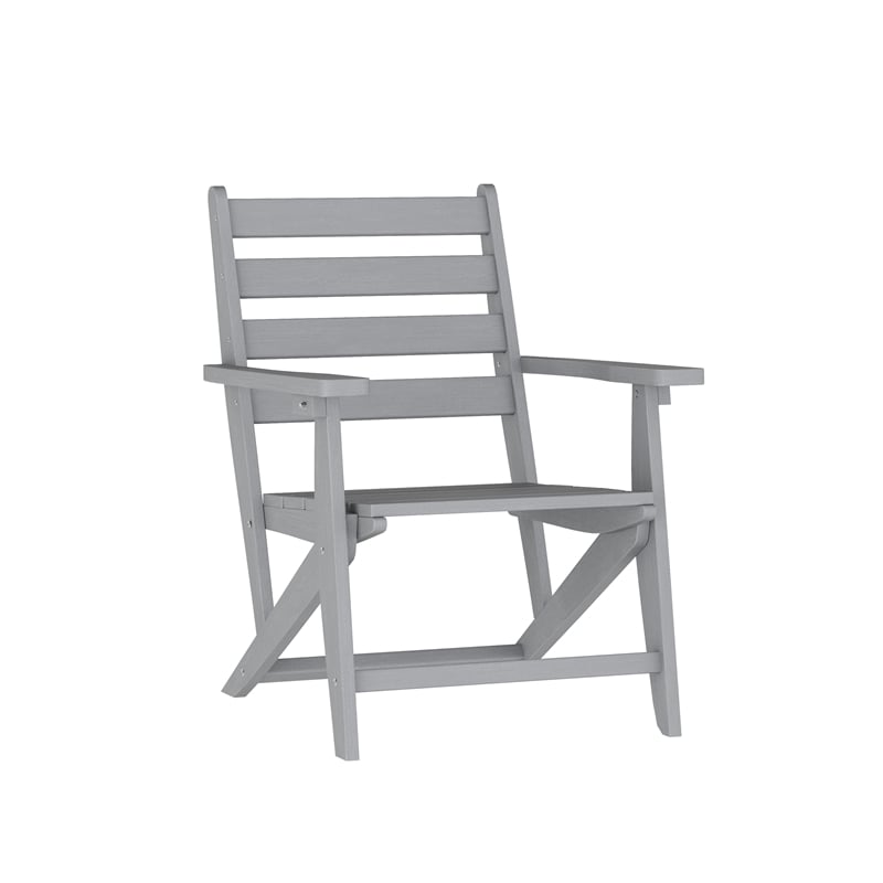 Commercial All Weather Adirondack Table and 6 Chairs with Cupholders in Gray