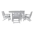 Commercial All Weather Adirondack Table and 4 Chairs with Cupholders in Gray