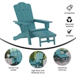Commercial All-Weather Adirondack Chair with Pullout Ottoman & Cupholder - Blue