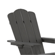 Commercial All-Weather Adirondack Chair with Pullout Ottoman & Cupholder - Gray