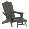 Commercial All-Weather Adirondack Chair with Pullout Ottoman & Cupholder - Gray