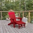Commercial All-Weather Adirondack Chair with Pullout Ottoman & Cupholder - Red