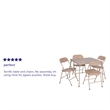 5 Piece Tan Folding Card Table and Chair Set with Upholstered Table Top