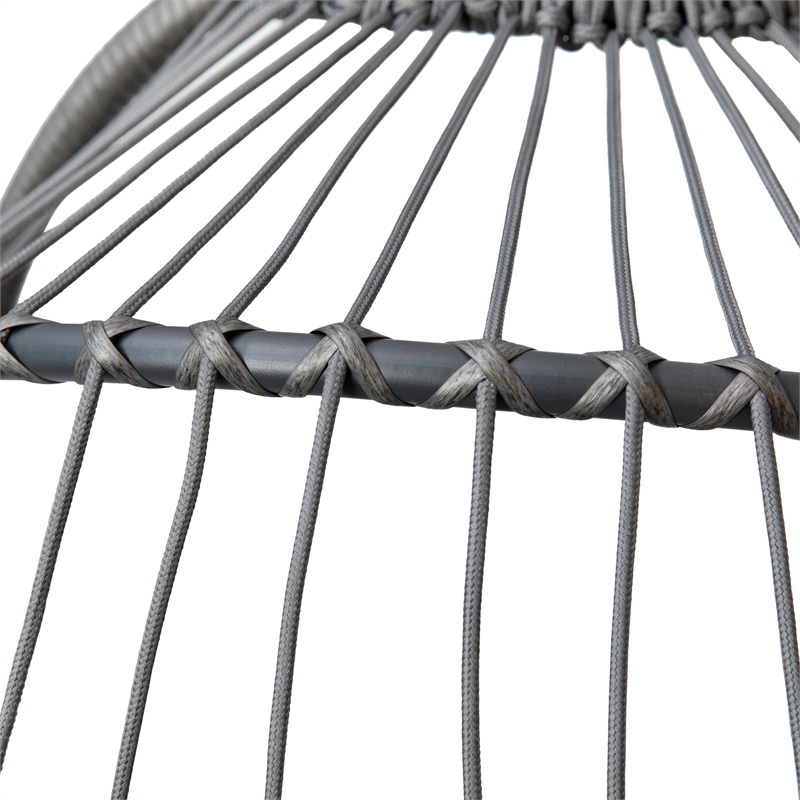 Foldable Hanging Egg Chair with Included C-Stand and Gray Cushions - Gray