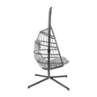 Foldable Hanging Egg Chair with Included C-Stand and Gray Cushions - Gray