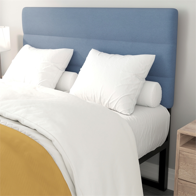 Universal Fit Tufted Upholstered Full Headboard in Blue Fabric