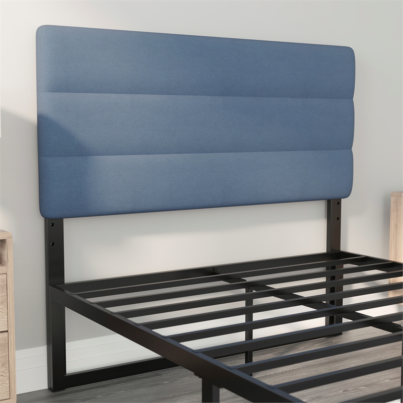 Universal Fit Tufted Upholstered Full Headboard in Blue Fabric