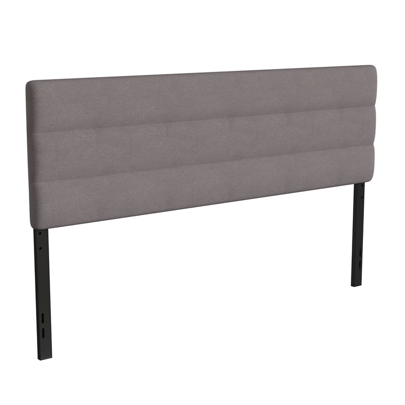 Universal Fit Tufted Upholstered King Headboard in Gray Fabric