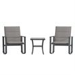 3 Piece All-Weather Rocking Chairs and Glass Top Table Bistro Set - Gray/Black