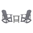 Set of 2 Poly Resin Adirondack Rocking Chairs with 1 Side Table in Gray
