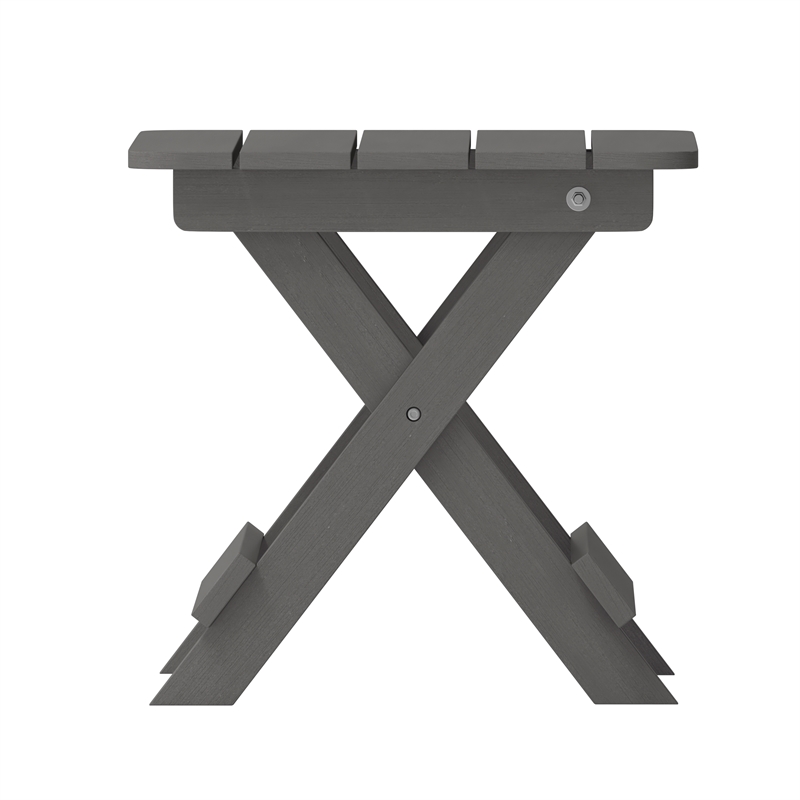 3pc Commercial Indoor/Outdoor Adirondack Set with 2 Loungers Side Table - Gray