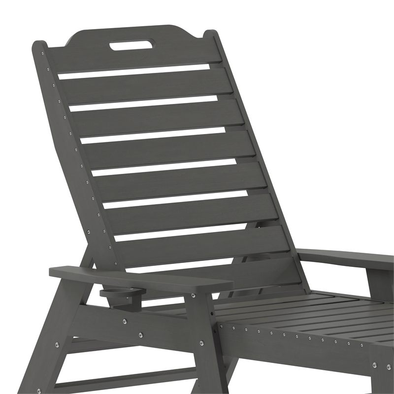 3pc Commercial Indoor/Outdoor Adirondack Set with 2 Loungers Side Table - Gray