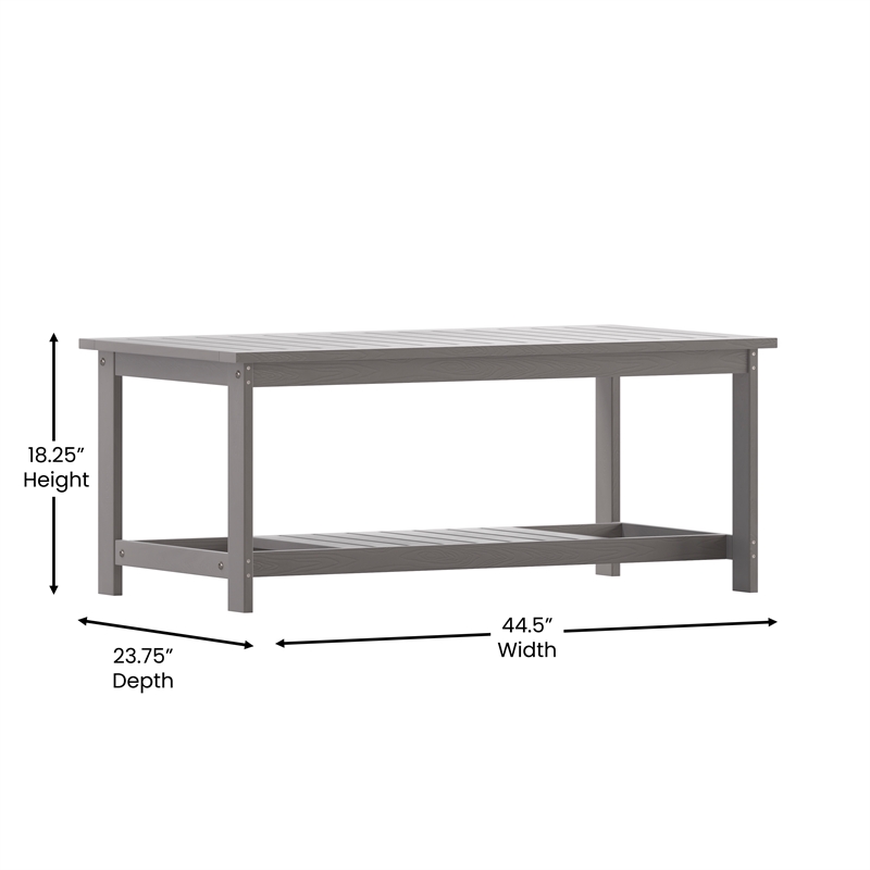 Indoor/Outdoor Poly Resin 2-Tier Adirondack Coffee Table - Gray