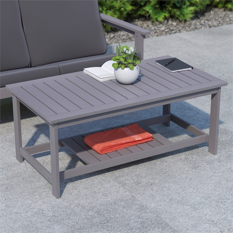 Indoor/Outdoor Poly Resin 2-Tier Adirondack Coffee Table - Gray