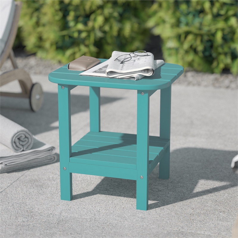Commercial Grade All-Weather Adirondack Style Patio Side Table in Blue