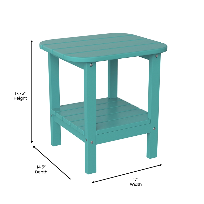 Commercial Grade All-Weather Adirondack Style Patio Side Table in Blue
