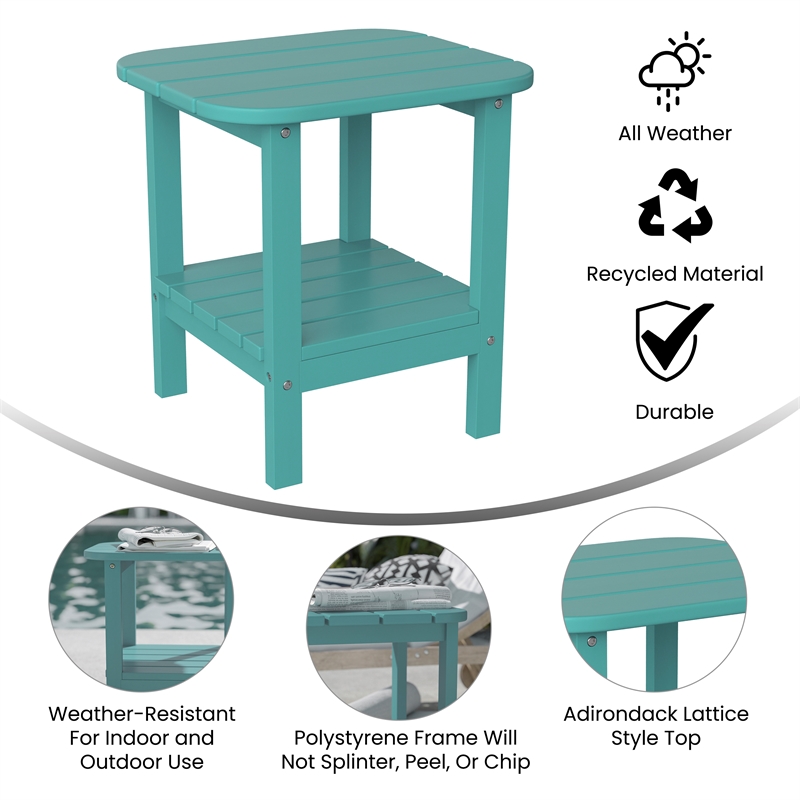 Commercial Grade All-Weather Adirondack Style Patio Side Table in Blue