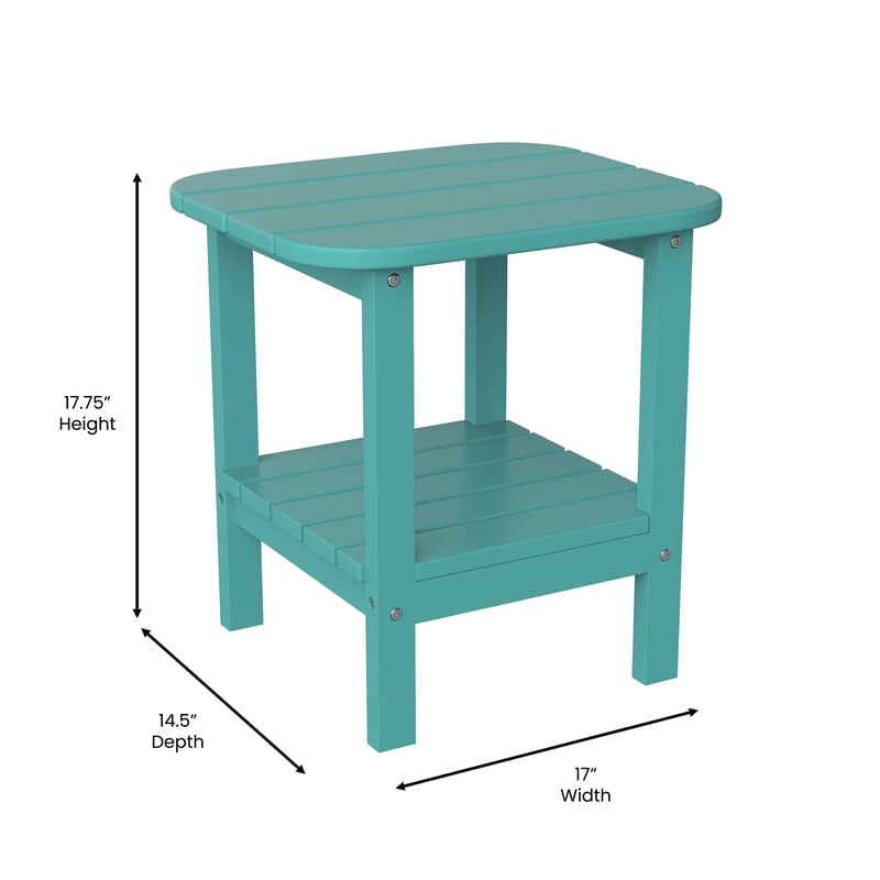 Commercial Grade All-Weather Adirondack Style Patio Side Table in Blue