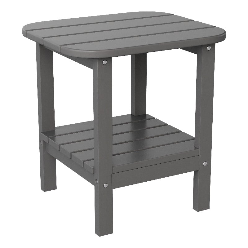 Commercial Grade All-Weather Adirondack Style Patio Side Table in Gray