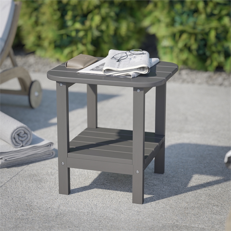 Commercial Grade All-Weather Adirondack Style Patio Side Table in Gray