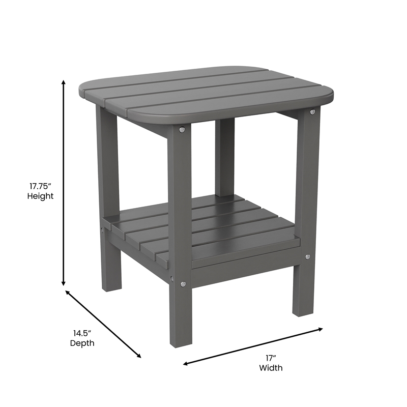 Commercial Grade All-Weather Adirondack Style Patio Side Table in Gray