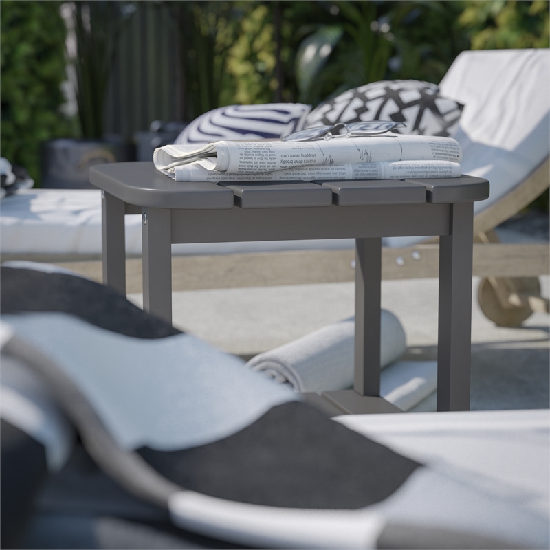 Commercial Grade All-Weather Adirondack Style Patio Side Table in Gray