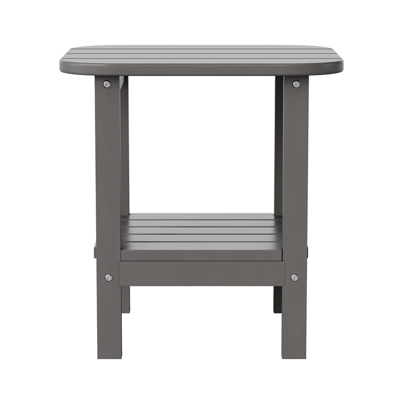 Commercial Grade All-Weather Adirondack Style Patio Side Table in Gray